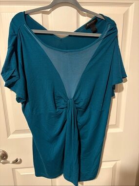 Ashley Stewart Teal Scoop Neck Blouse